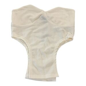 PrettyLittleThing Cream Crinkle Rib Curved Hem Corset Top – Size US 6 / UK 10